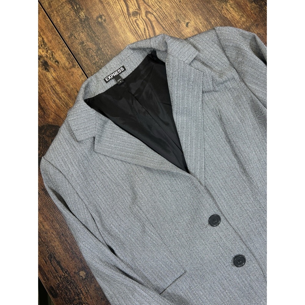 Express Gray Blazer Size 10 Women's Two Button Jacket Stretch Lined